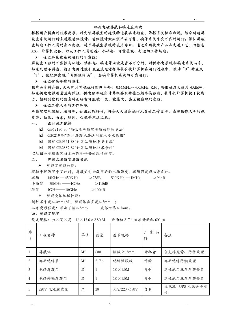 机房电磁屏蔽和接地应用方案