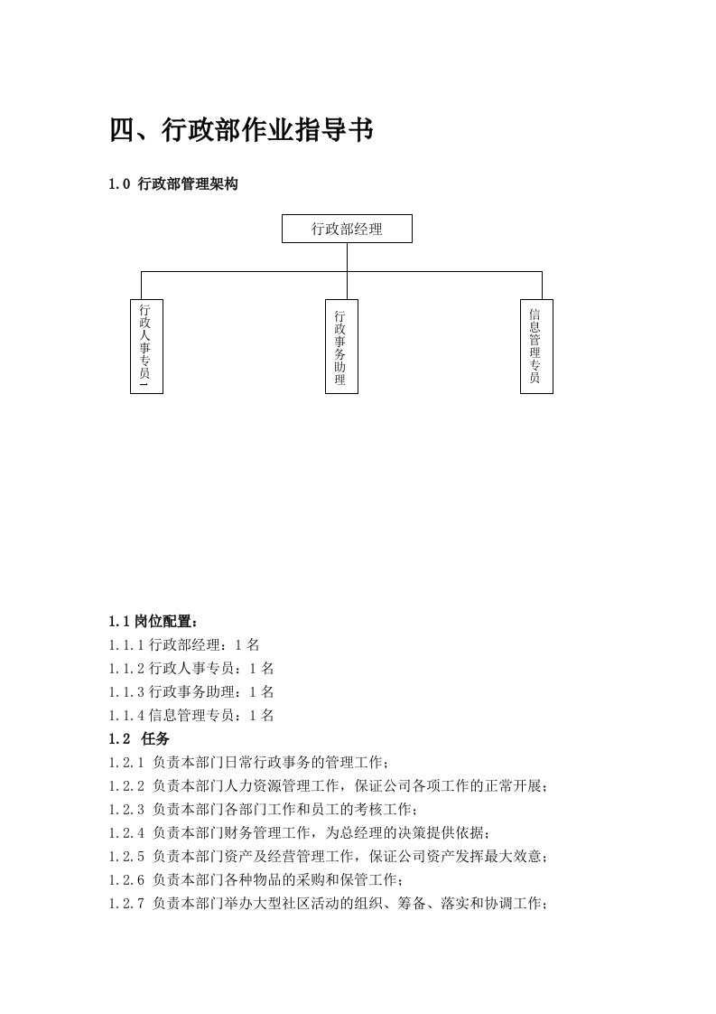 行政部作业指导书