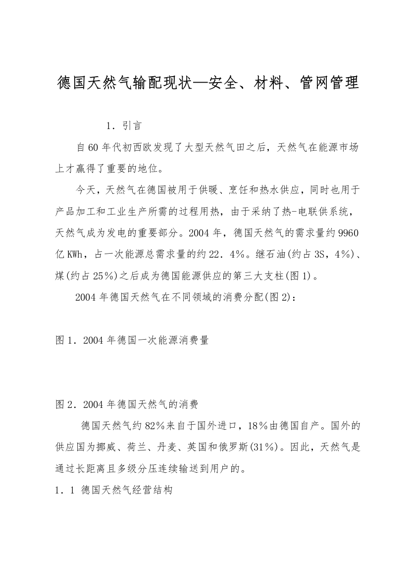 德国天然气输配现状—安全、材料、管网管理