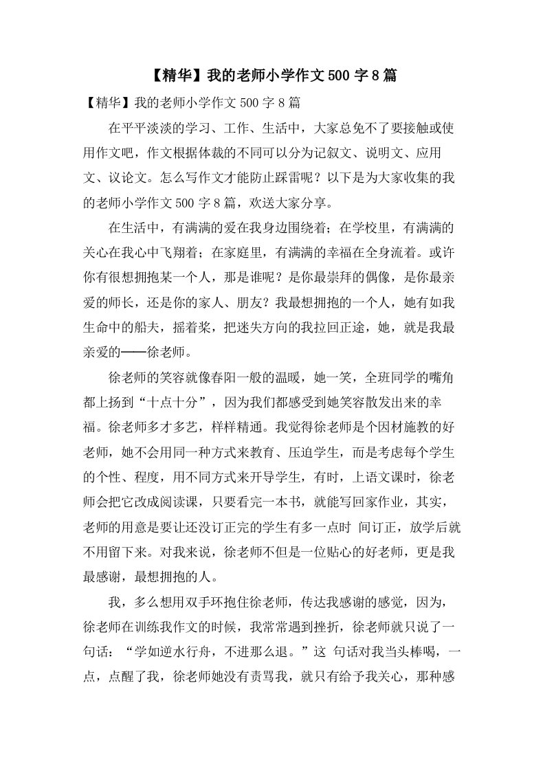 我的老师小学作文500字8篇3