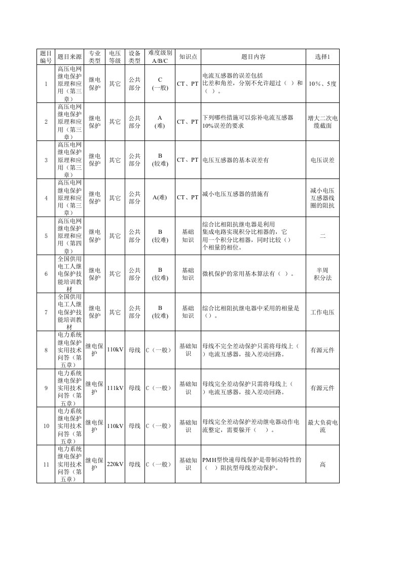 华东继电保护竞赛总题库