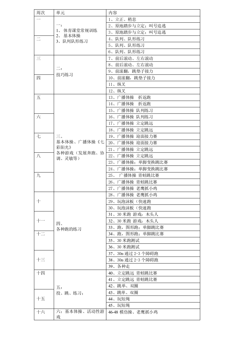 一年级教案上学期