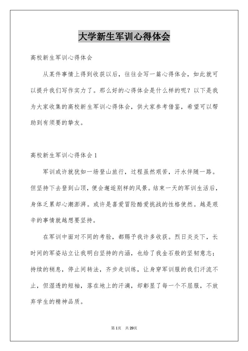 大学新生军训心得体会汇编5