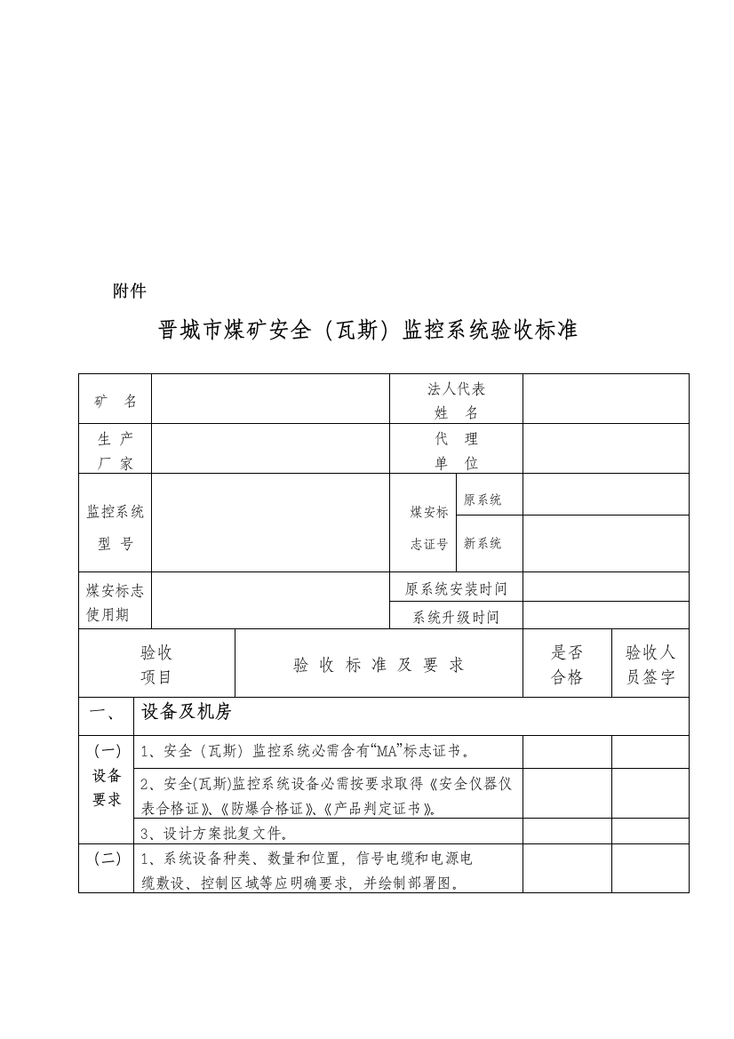 晋城市煤矿安全监控系统验收标准介绍样本