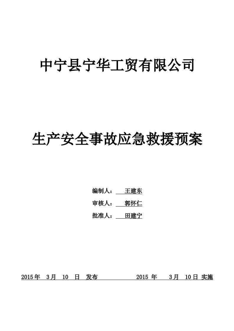 中宁县宁华工贸有限公司应急预案专篇1(2)