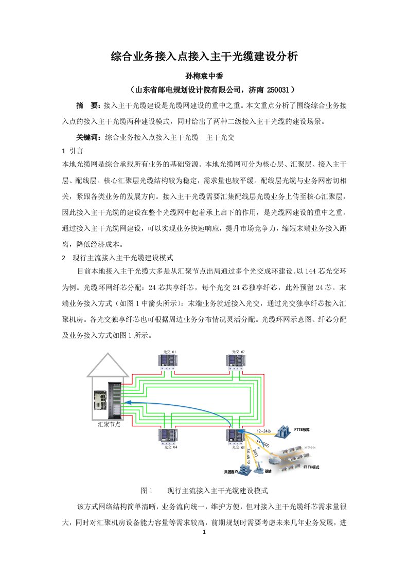 综合业务接入点主干光缆建设分析孙梅袁中香资料