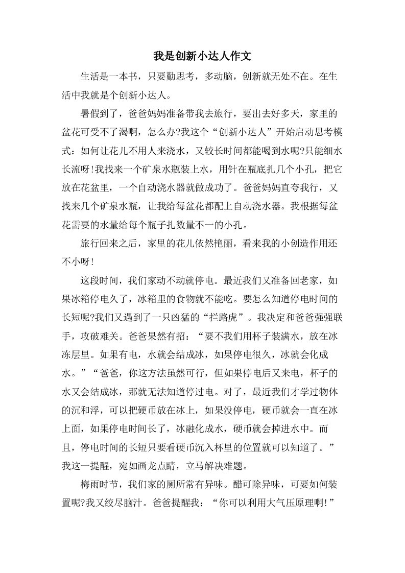 我是创新小达人作文