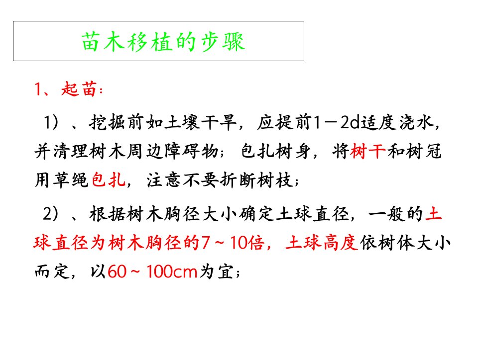 苗木移植的步骤