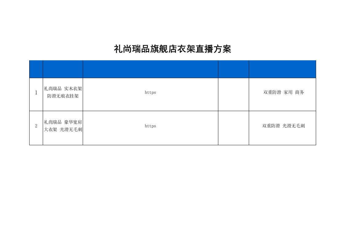 精品文档-礼尚瑞品旗舰店衣架直播策划方案1页