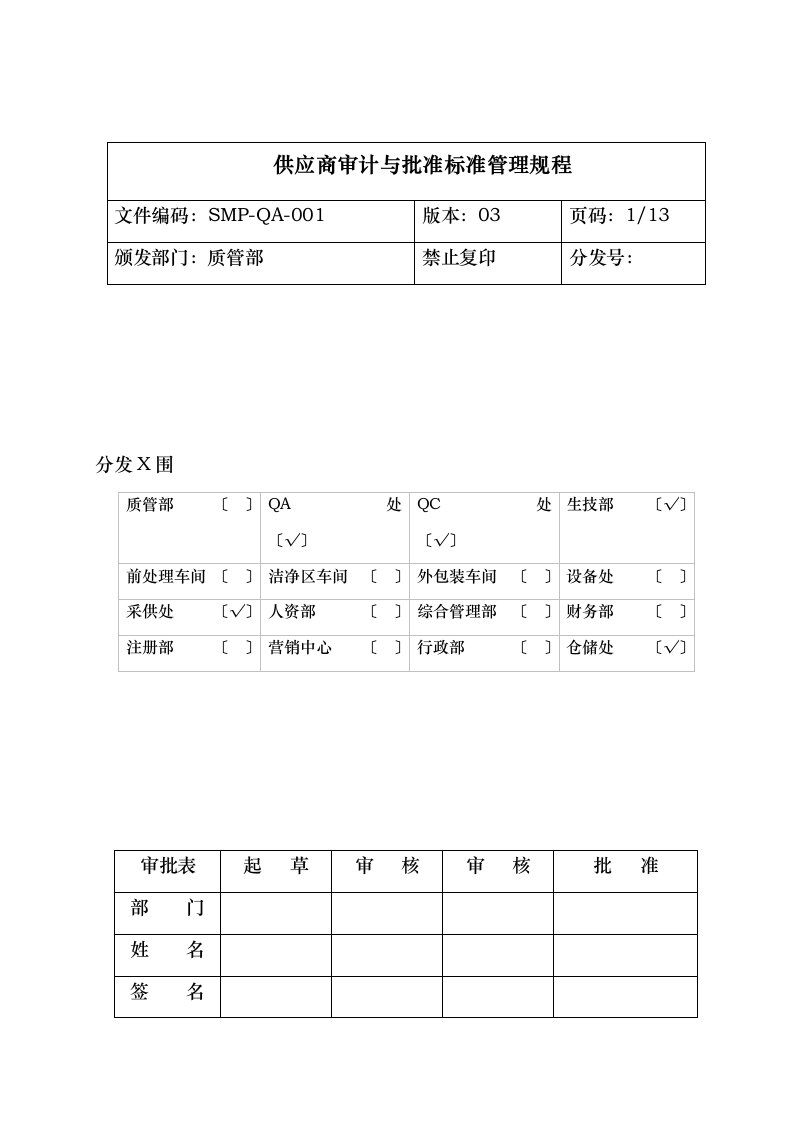 供应商审计与批准标准管理规程