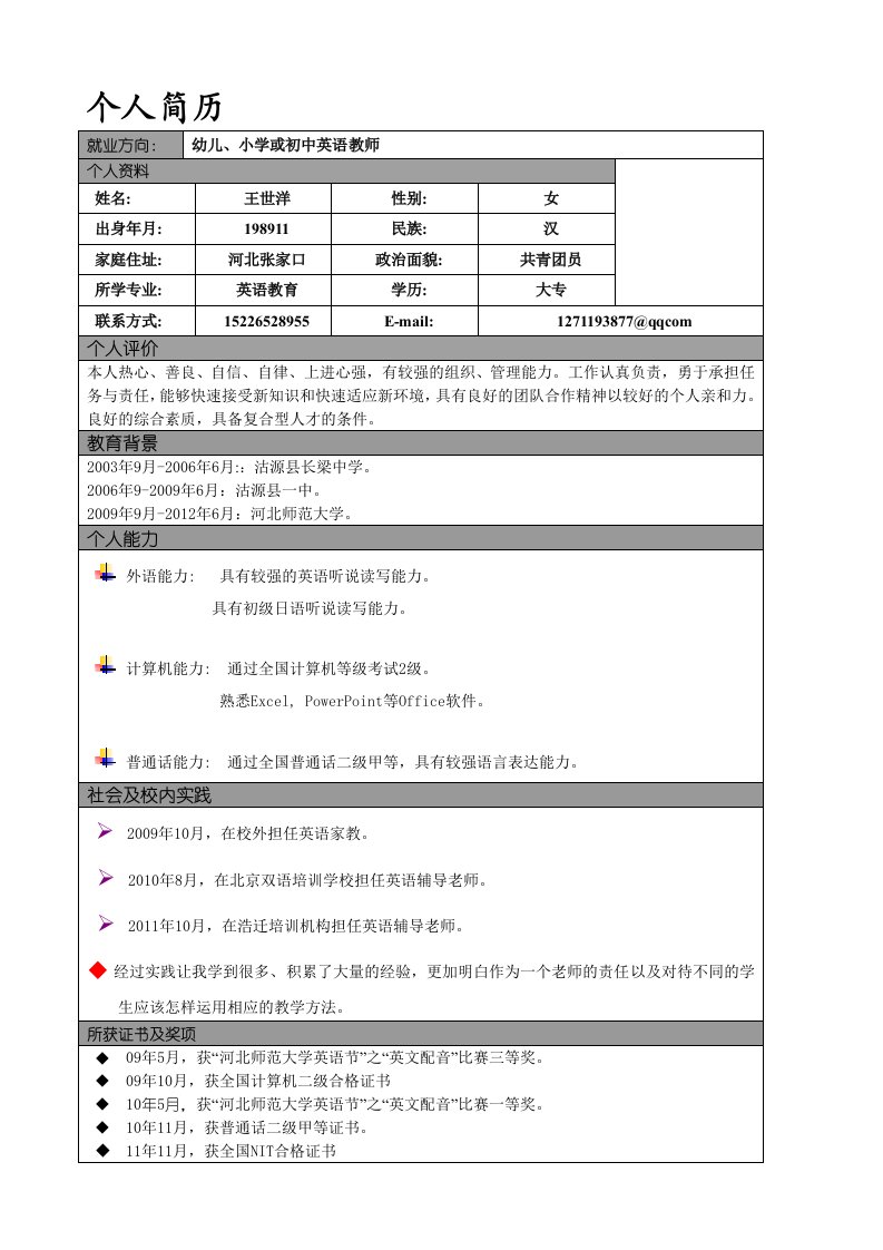 圆点底纹彩色简历模板