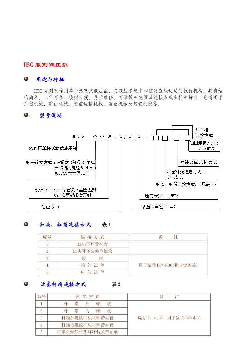 HSG系列液压缸样本(16MPa)