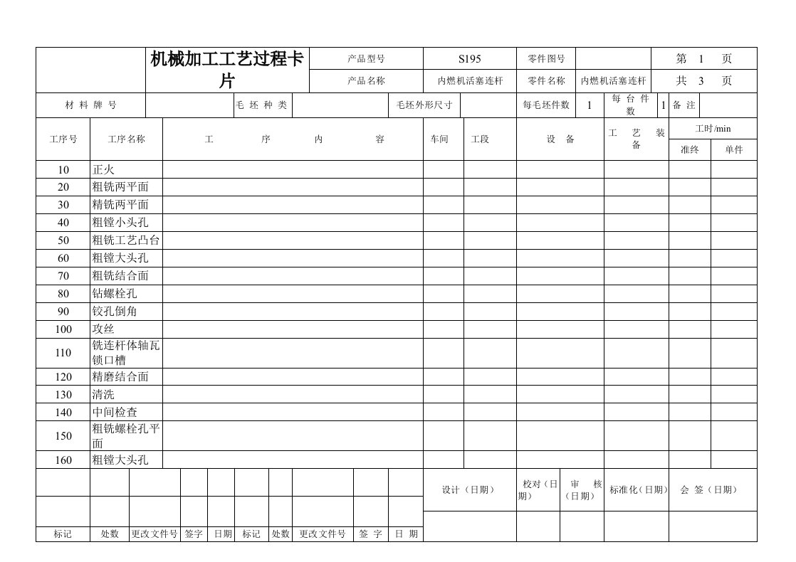 机械加工工艺过程卡工序卡