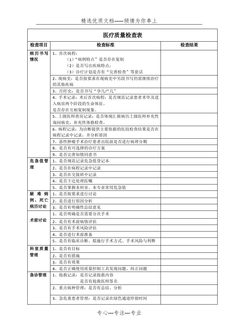 医疗质量检查表(共2页)