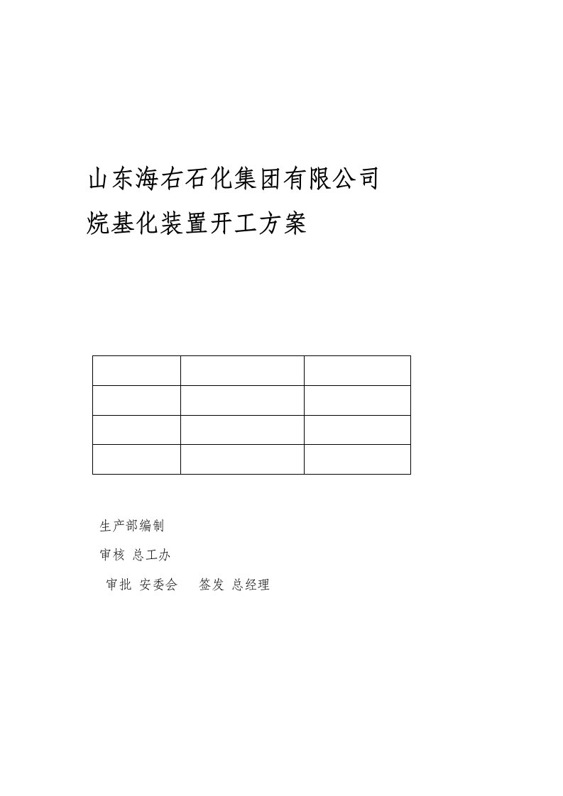 烷基化装置开工方案终版