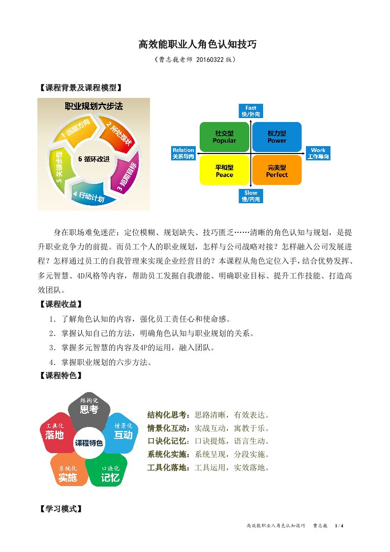 高效能职业人角色认知技巧