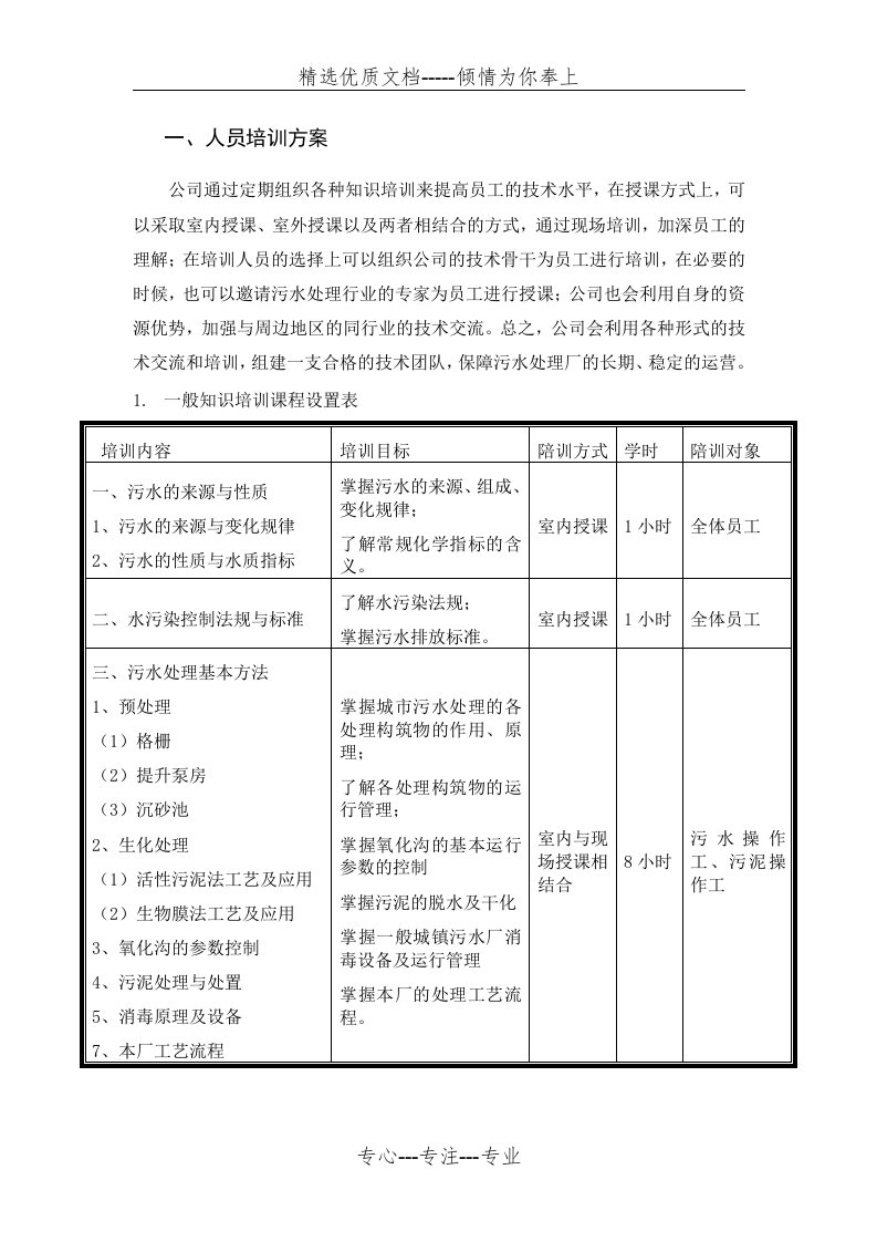 污水处理厂培训方案(共5页)