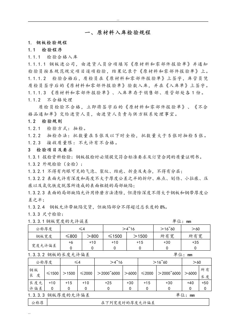 机械制造检验规程