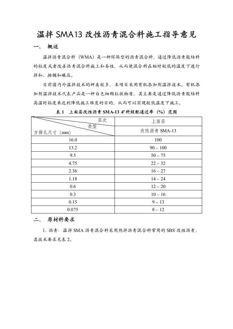 掺加温拌剂SMA(指导意见)