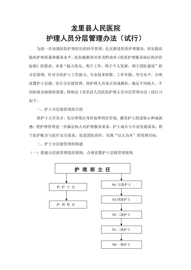 人民医院护理人员分层管理办法