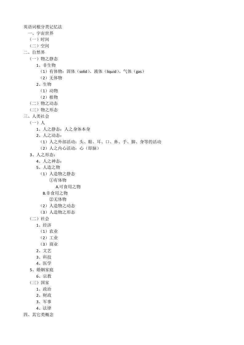 英语词根分类记忆法