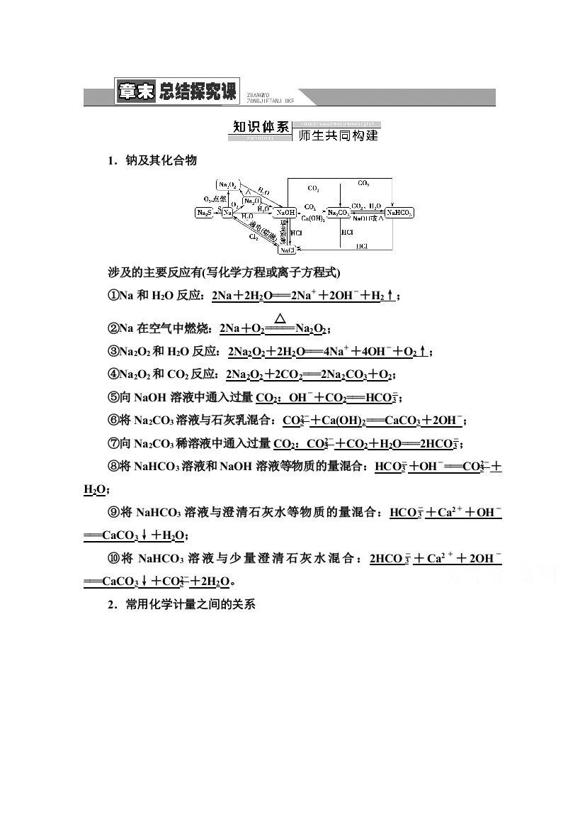 2021-2022学年新教材人教版化学必修第一册学案：第2章