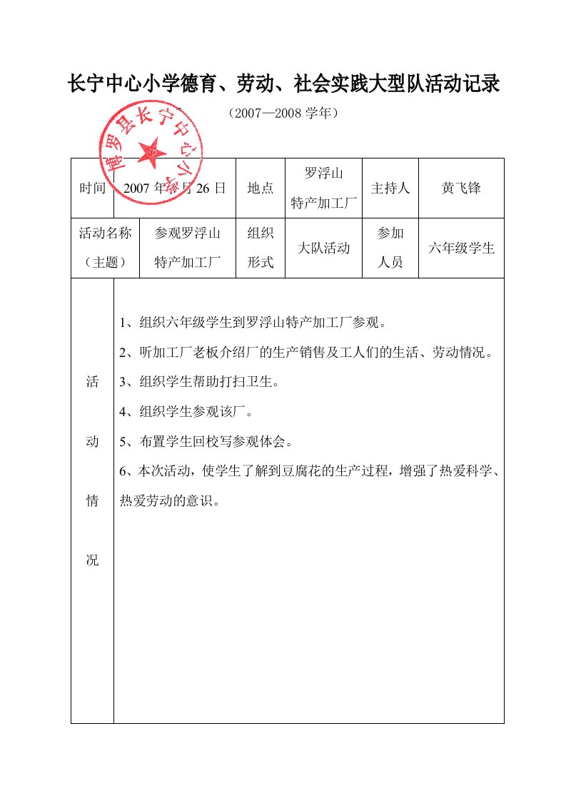 06-07德育,劳动,社会实践活动记录(参观加工厂)