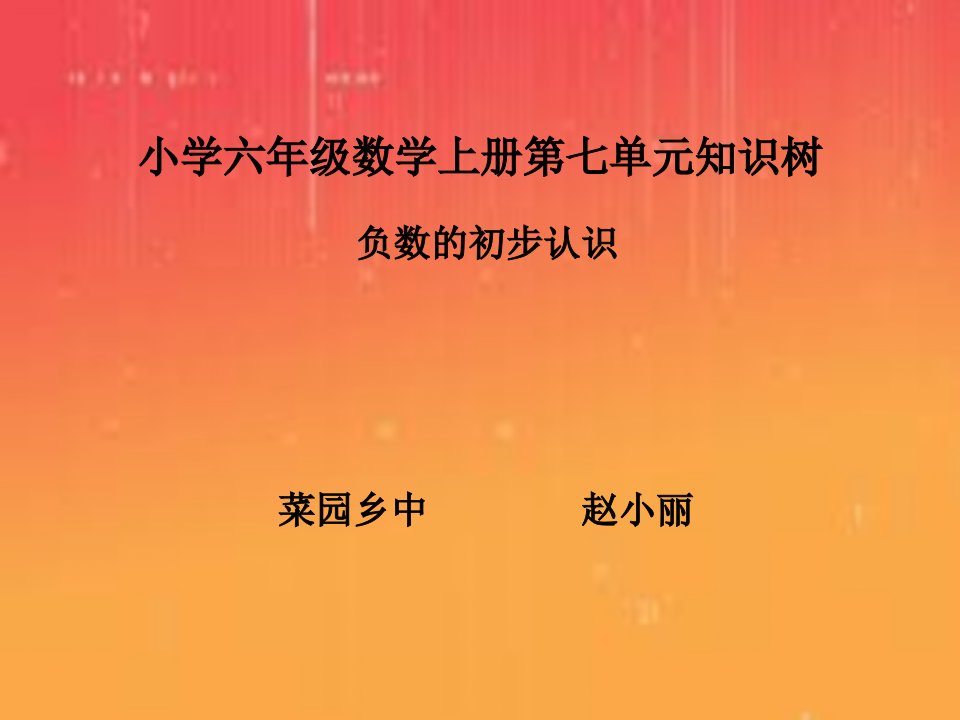 小学六年级数学上册第七单元知识树负数的初步认识精美课件