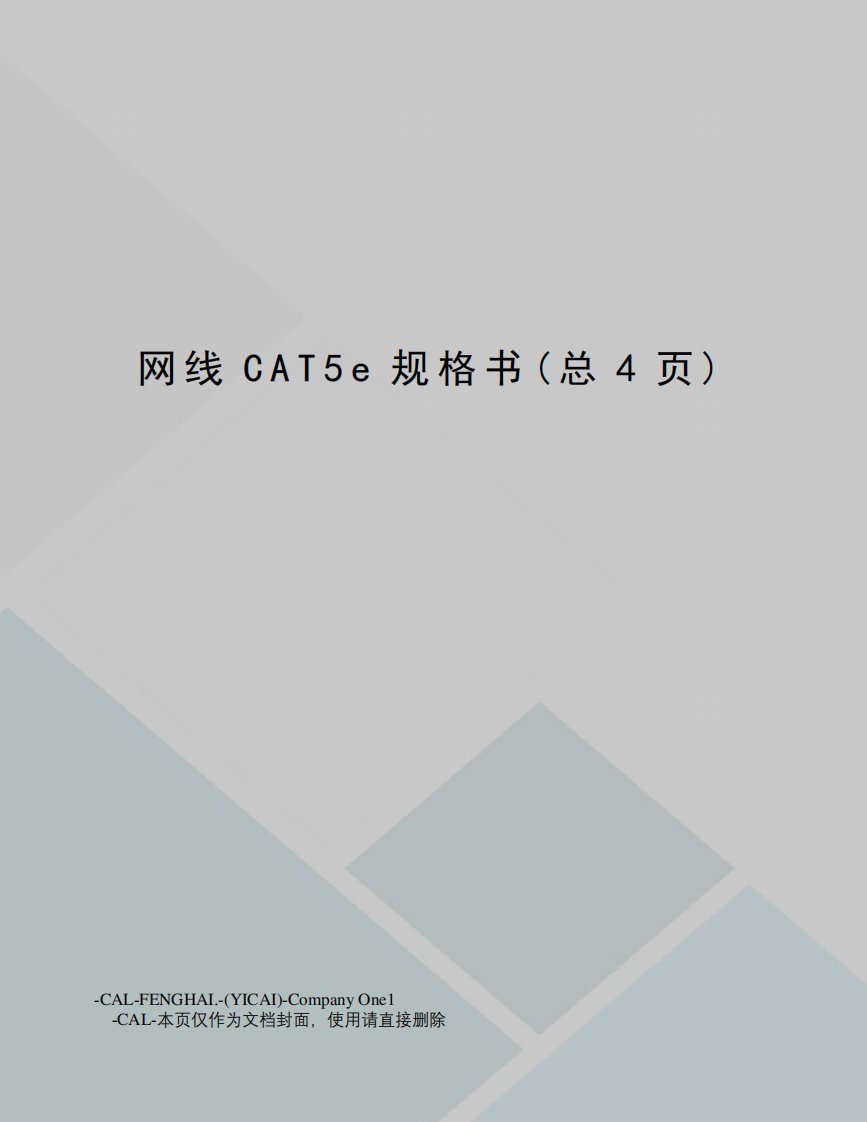 网线CAT5e规格书