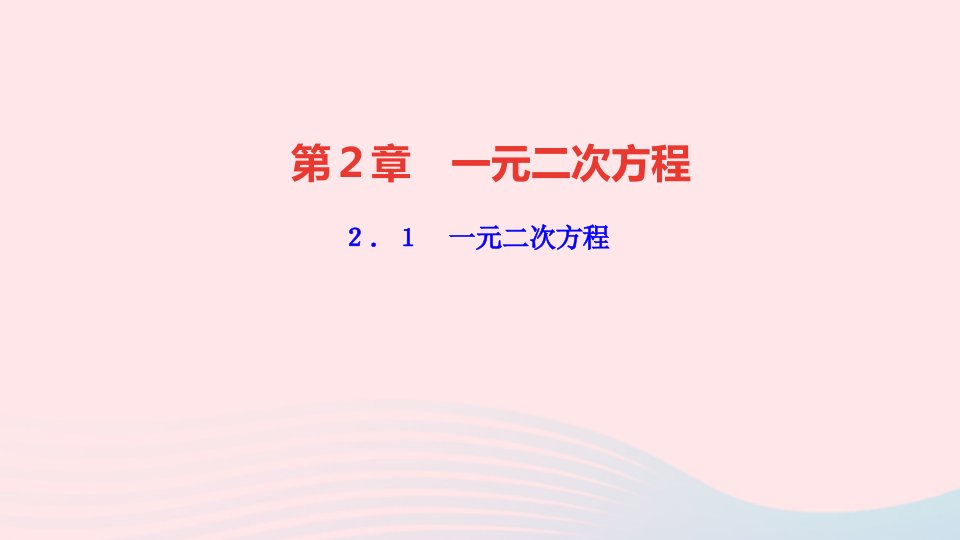 九年级数学上册第2章一元二次方程2.1一元二次方程作业课件新版湘教版