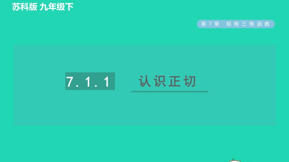 2022春九年级数学下册第7章锐角函数7.1正切7.1.1认识正切习题课件新版苏科版