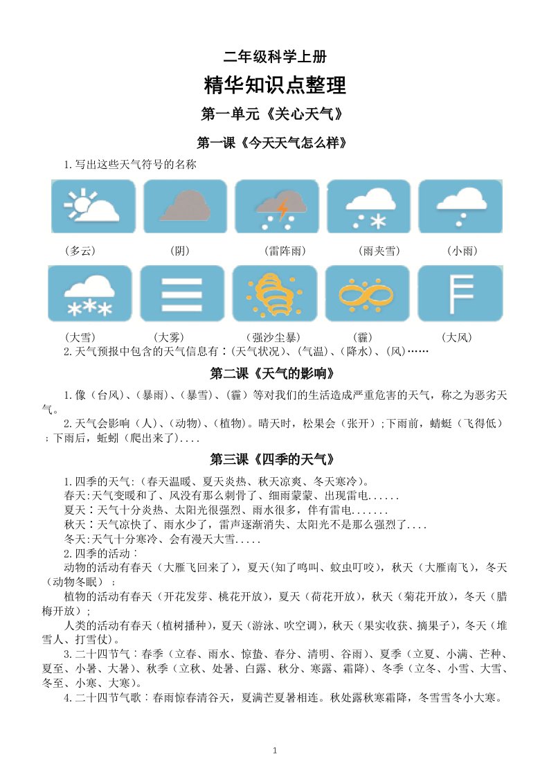 小学科学苏教版二年级上册全册精华知识点整理（2022新版）