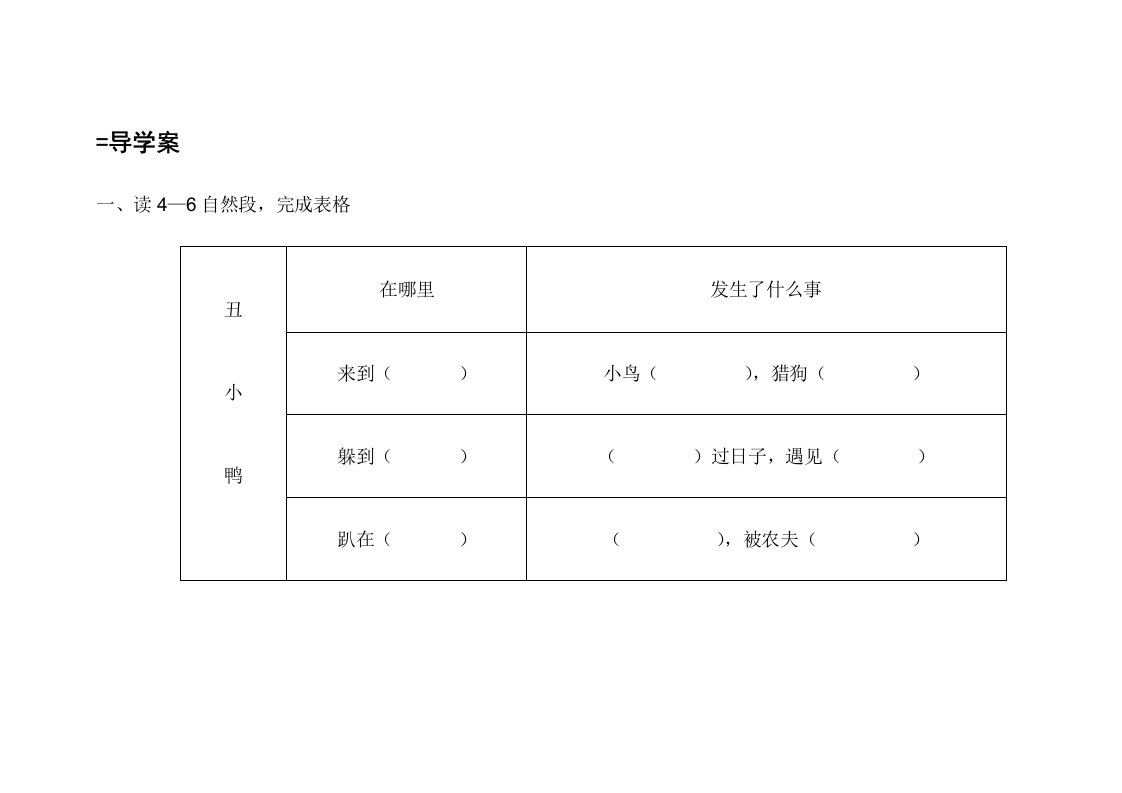 丑小鸭课前预习