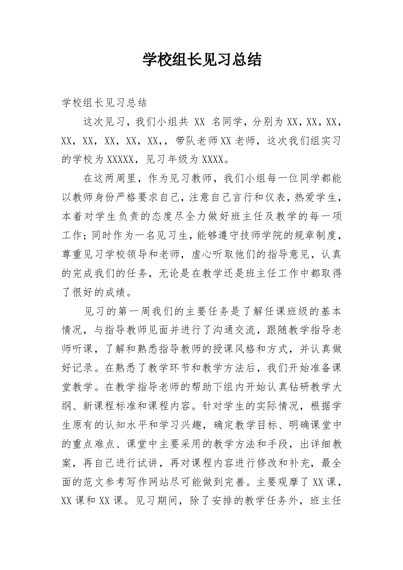 学校组长见习总结