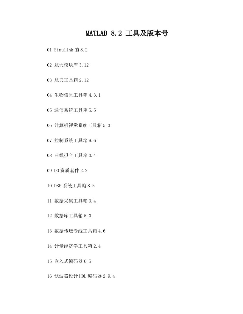 MATLAB.8.2工具及版本号