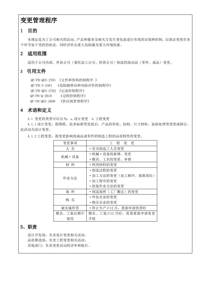 IATF16949变更管理程序