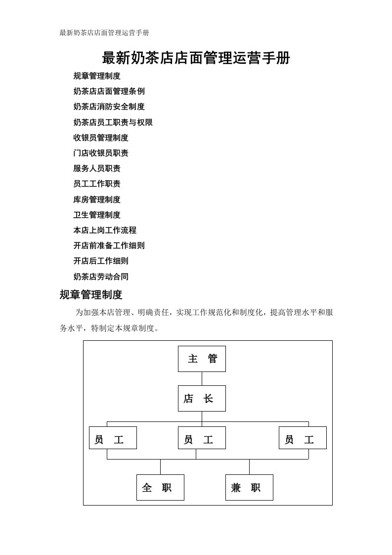 奶茶店店面管理制度运营手册