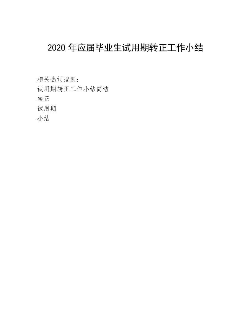 2020年应届毕业生试用期转正工作小结