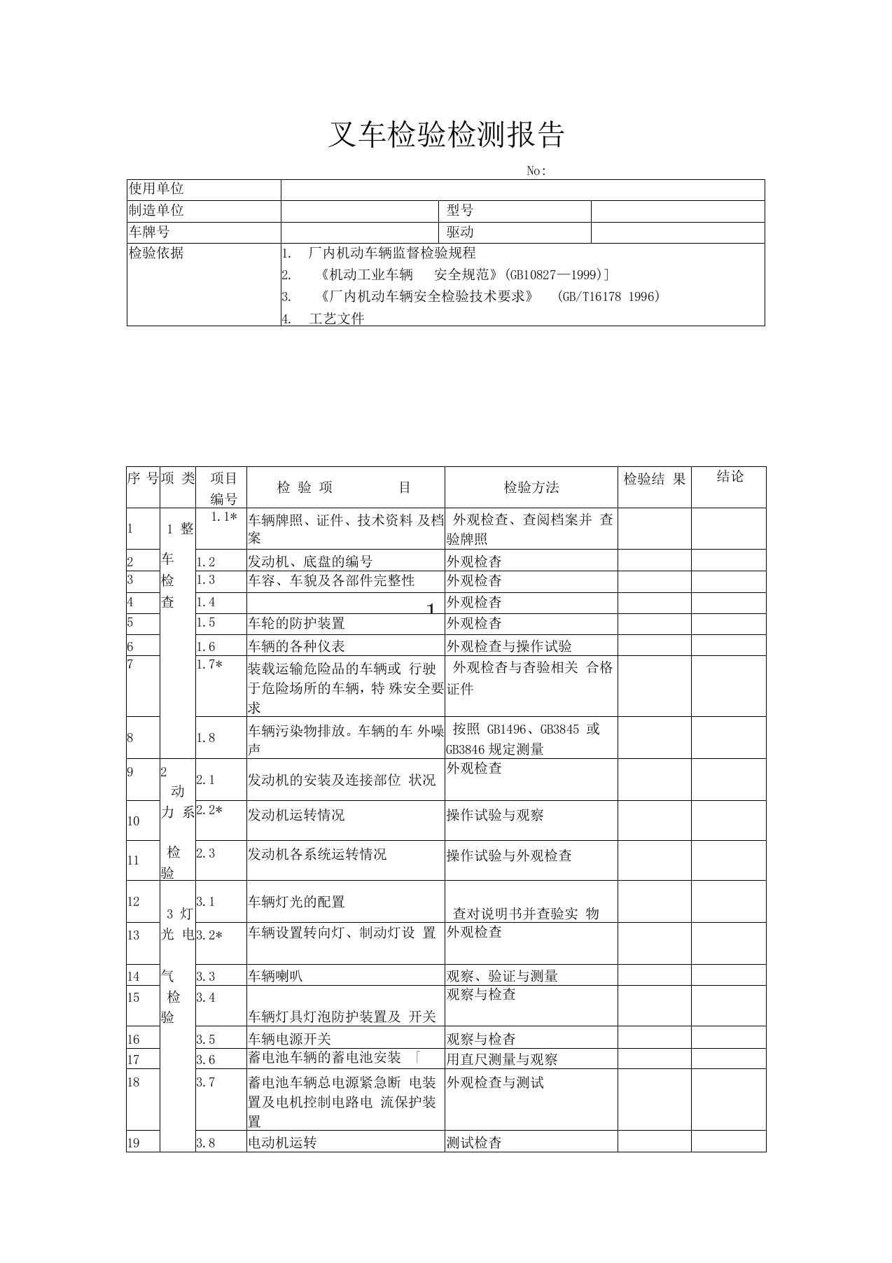 叉车检验检测报告