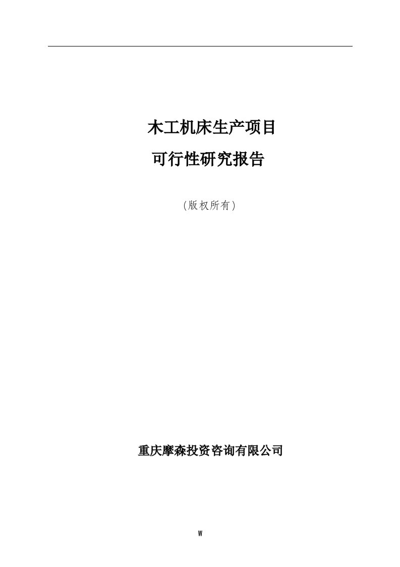 木工机床生产项目可行性研究报告