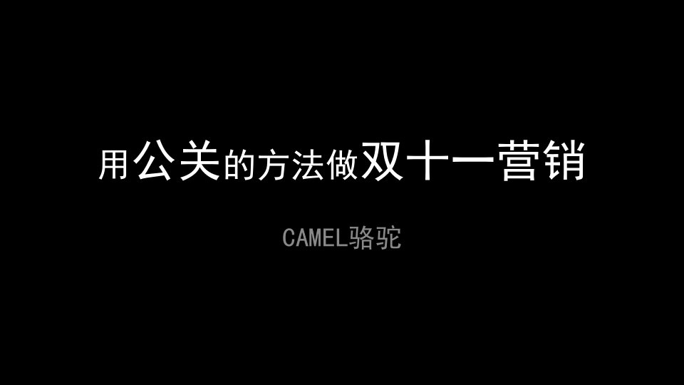 [精选]CAMEL骆驼用公关的方法做双十一营销(PPT42页)