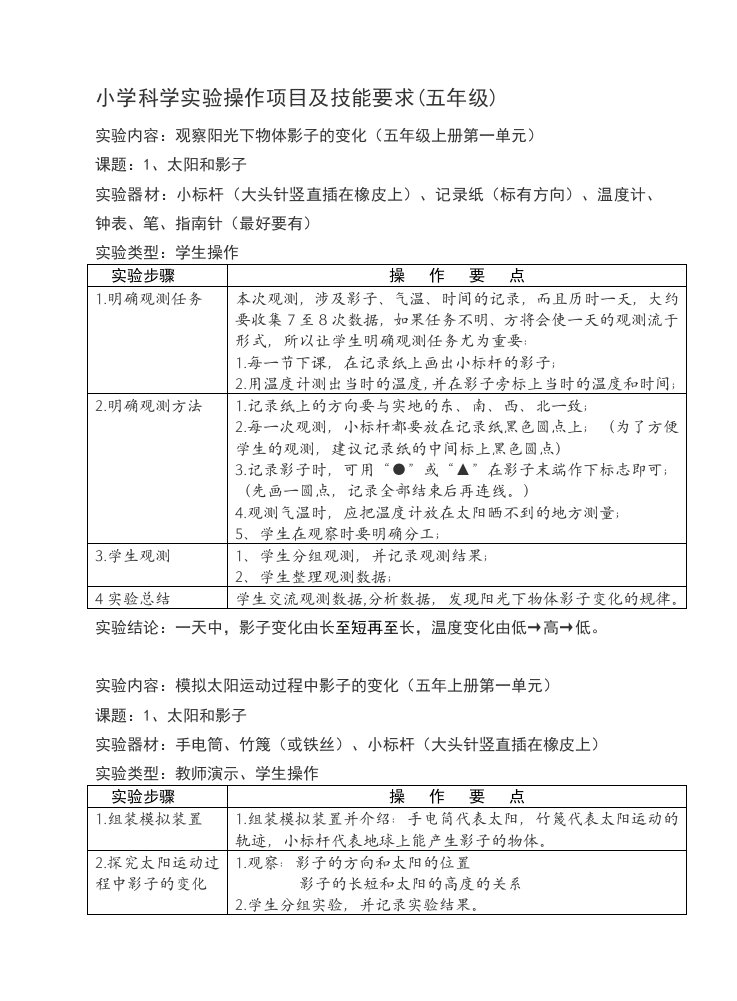 五年级科学实验操作规范