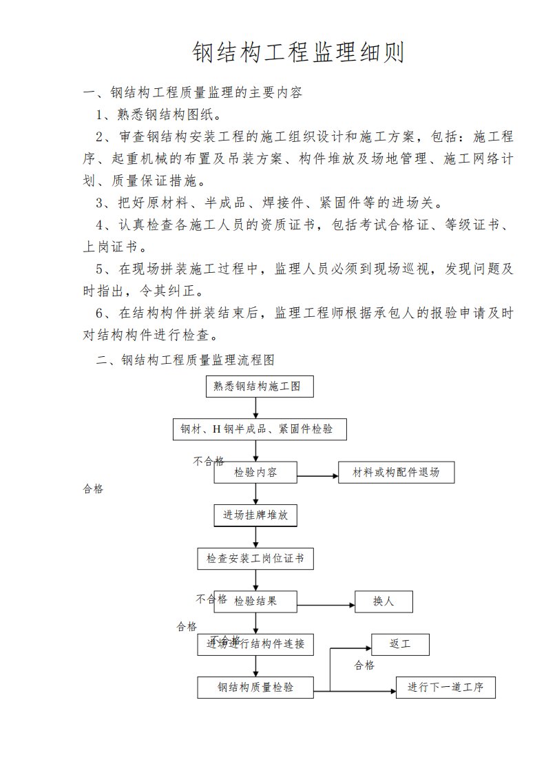 钢结构工程监理细则