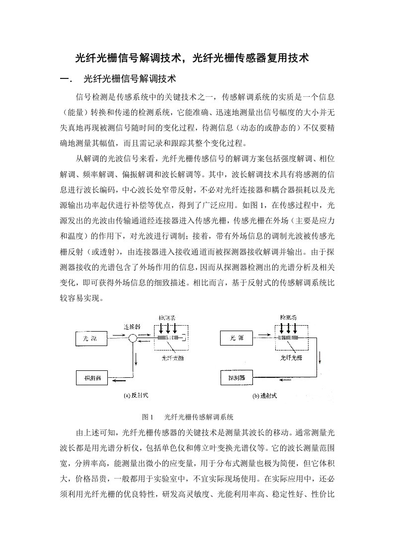 光纤光栅传感器复用技术