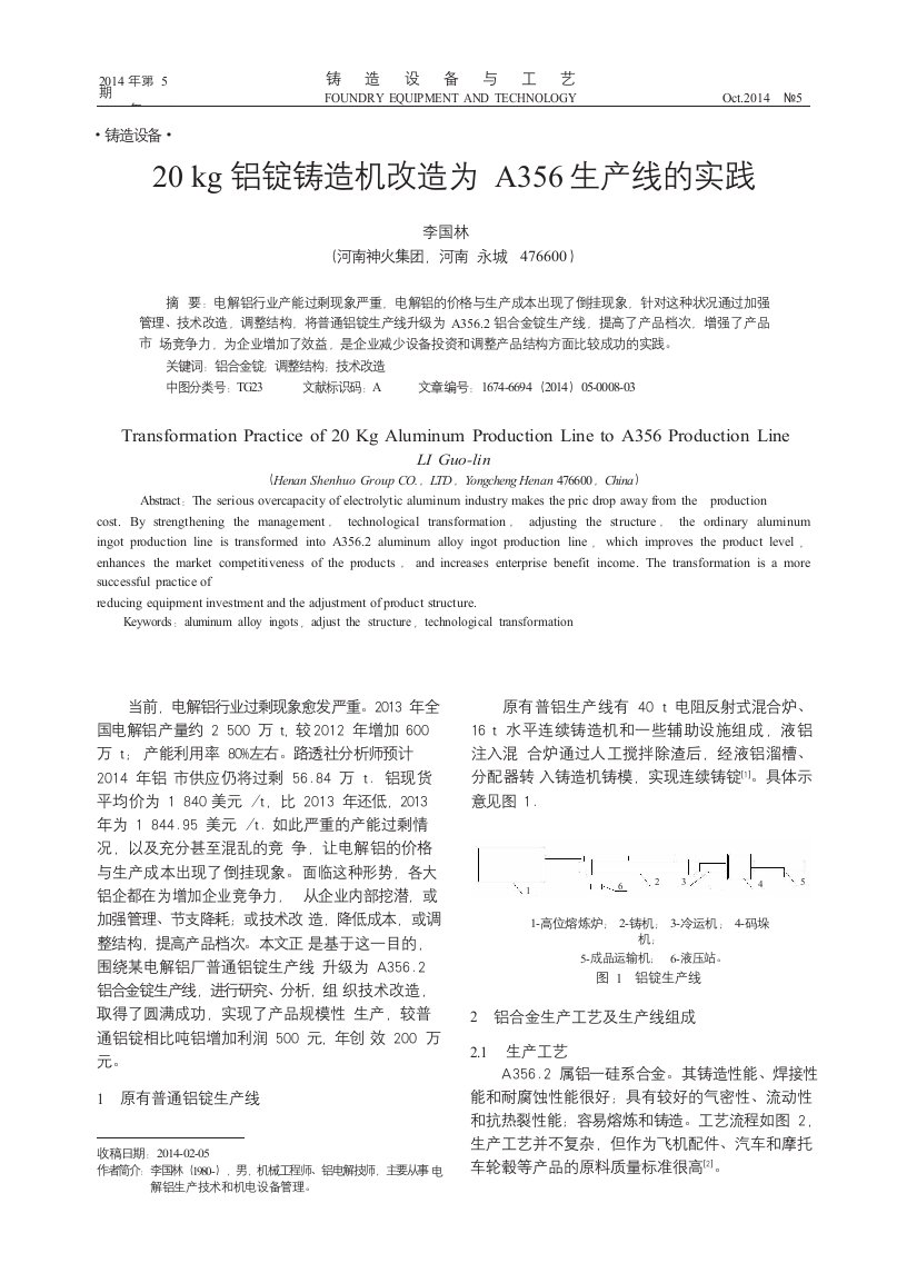 20kg铝锭铸造机改造为A356生产线的实践