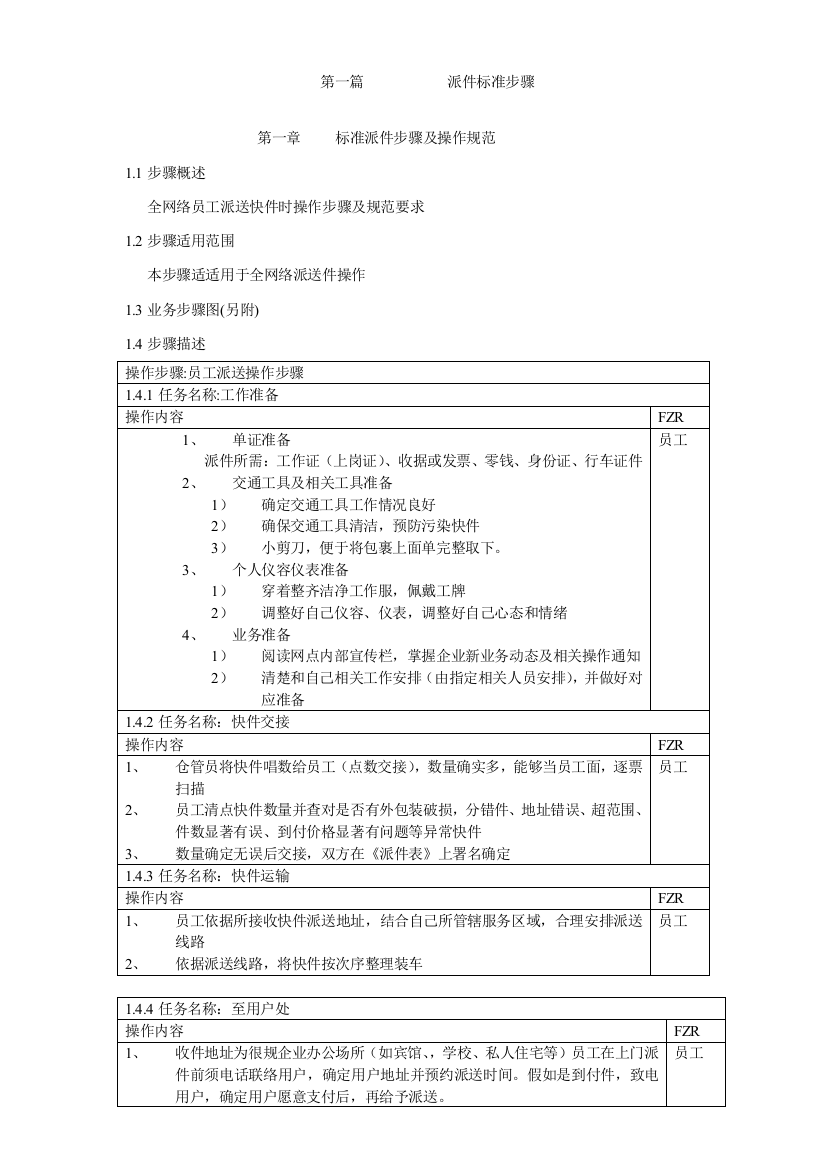 快递公司取派件标准作业流程概述模板