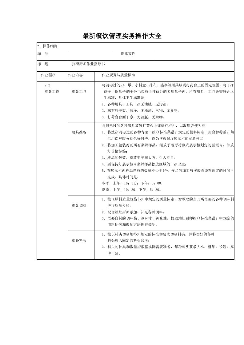 餐饮管理操作实务