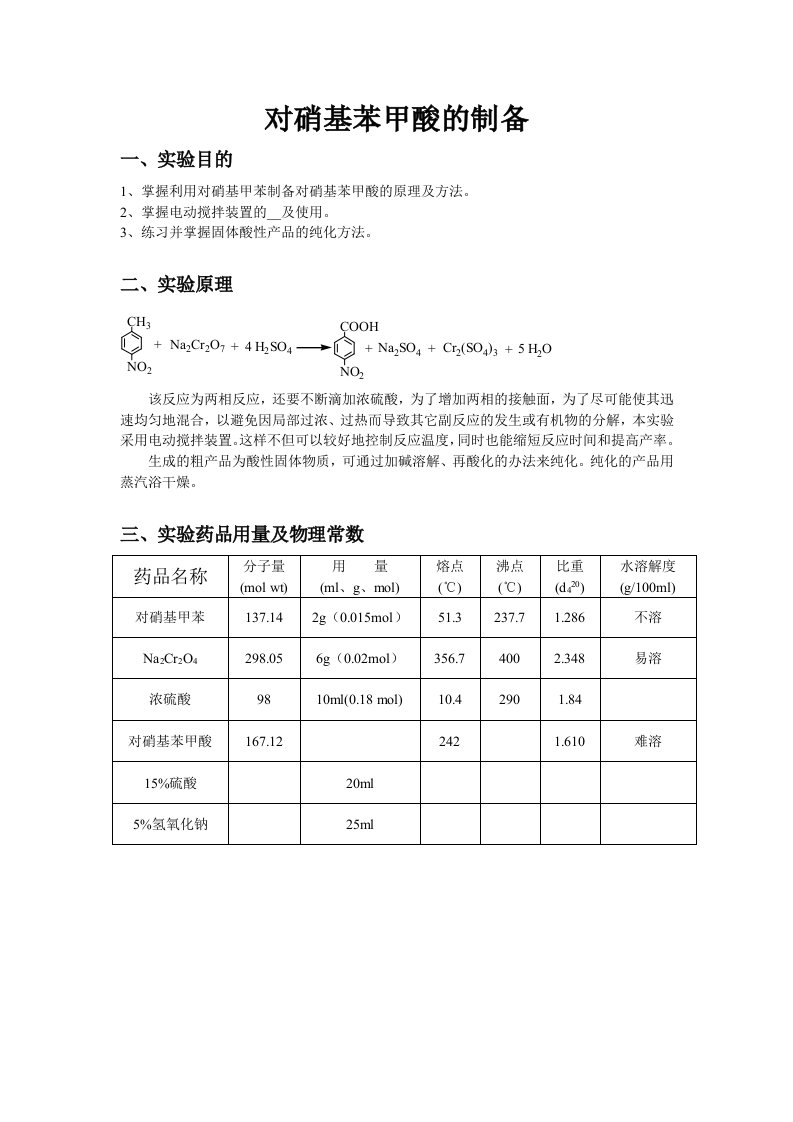 对硝基苯甲酸的制备