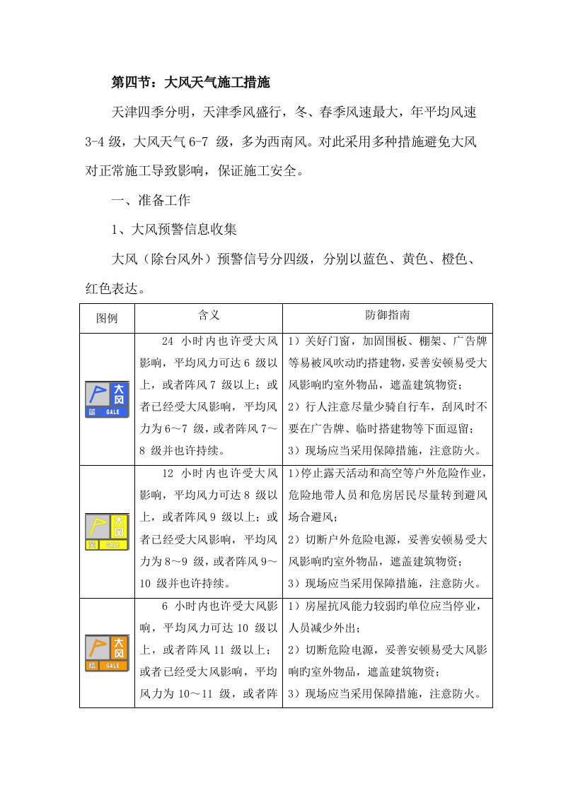 第四节大风天气施工措施