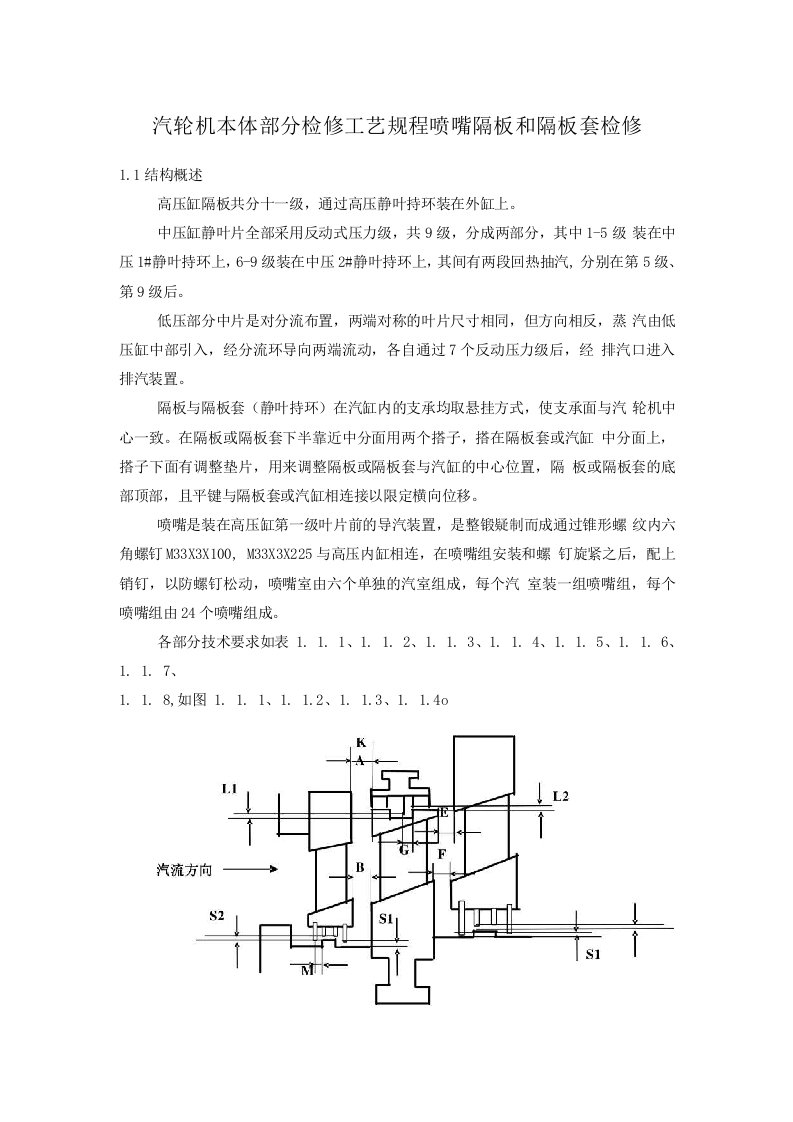 汽轮机本体部分检修工艺规程喷嘴隔板和隔板套检修